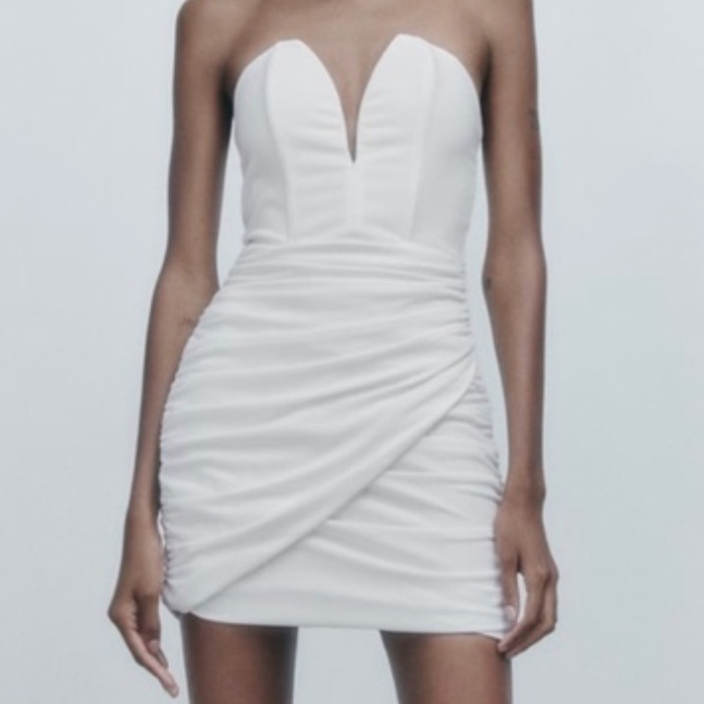 Zara white strapless dress